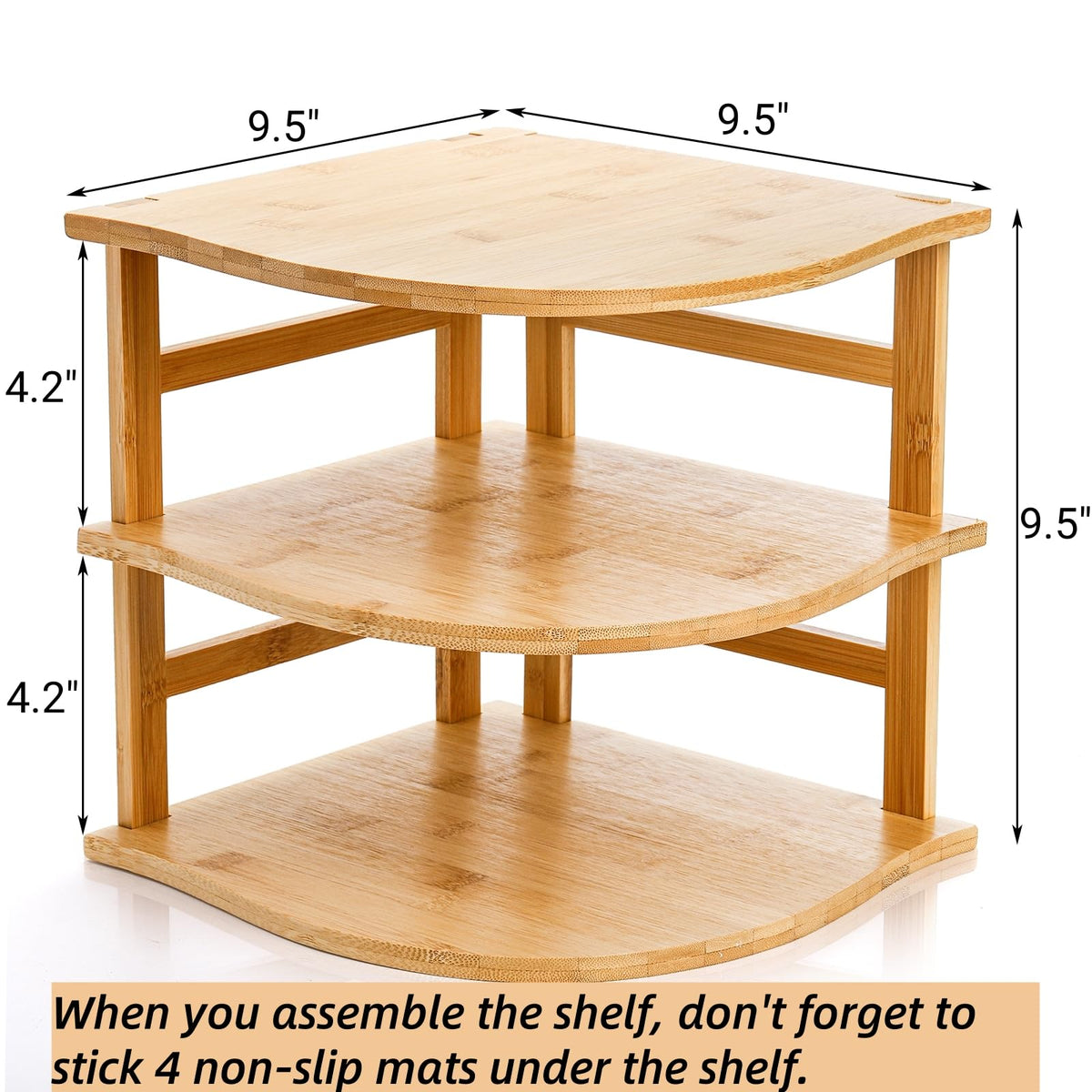 Goaste 3-Tier Bamboo Corner Shelf side angle for easy spice access