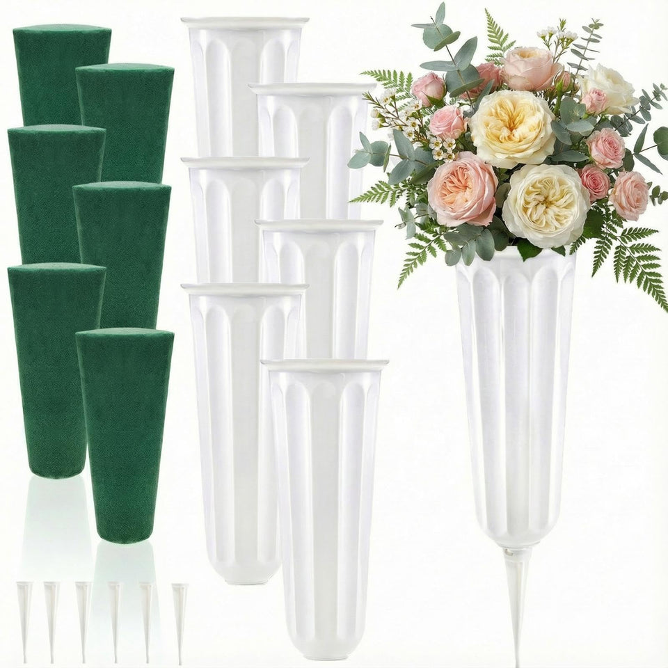 Goaste 6-pack cemetery vases with spikes secure outdoor graveside flower displays.