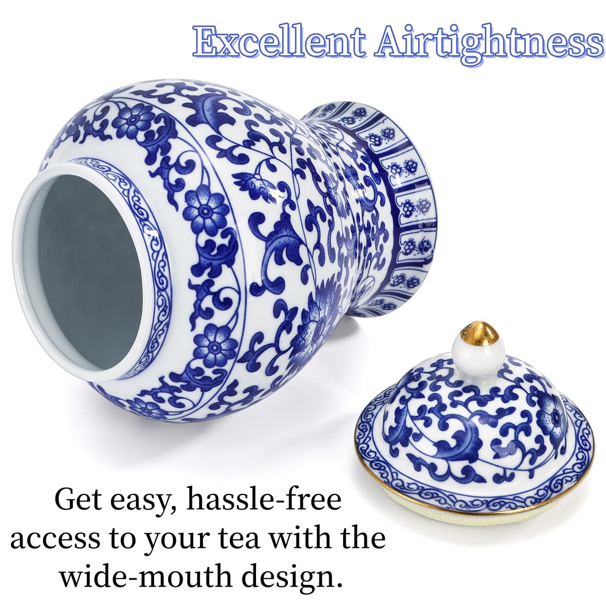 Goaste airtight porcelain ginger jar lid protects fresh contents