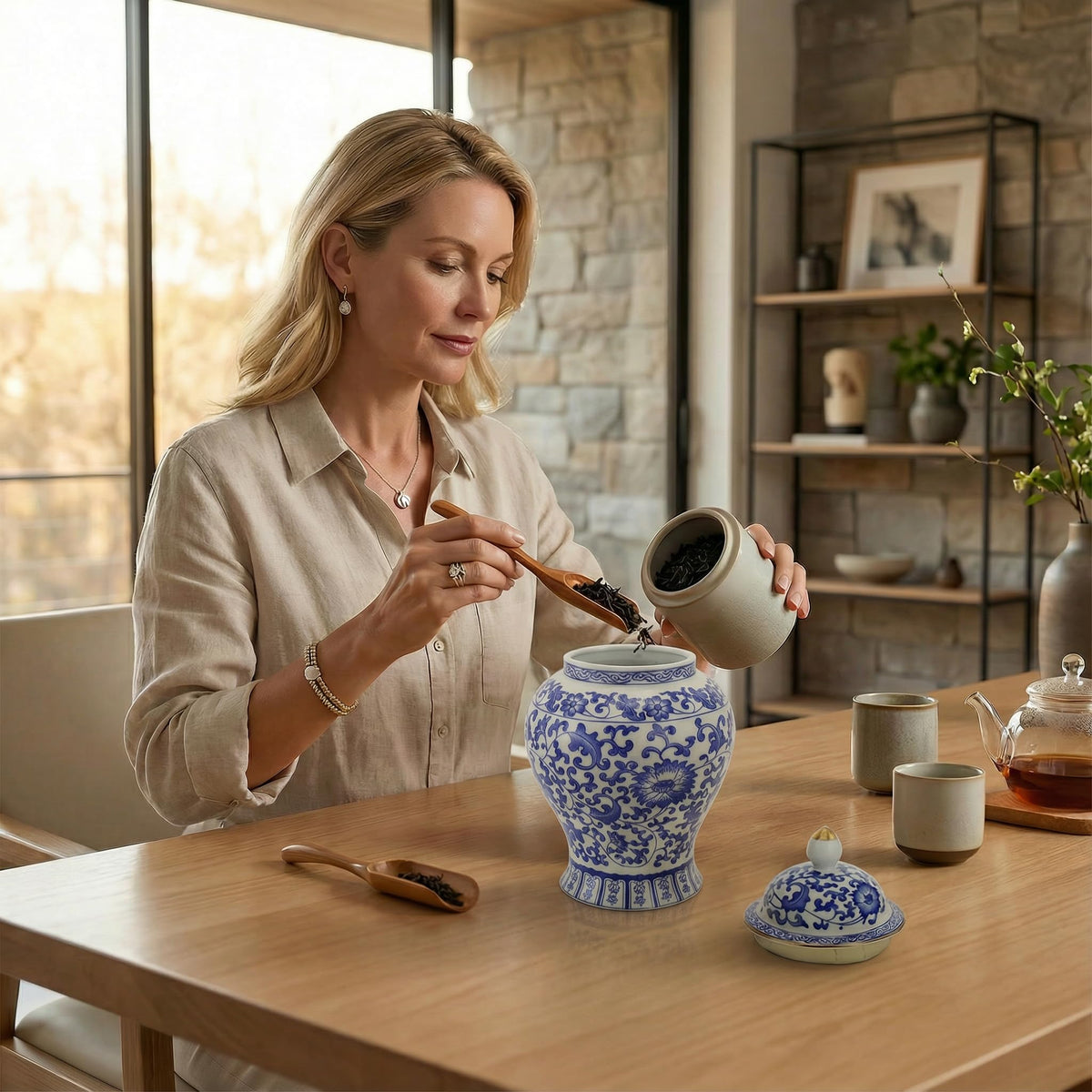 Goaste chinoiserie decorative jar for shelves or gifting