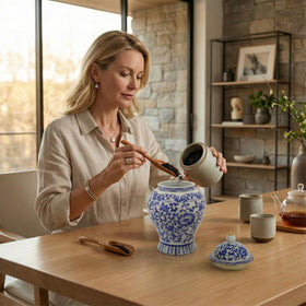 Goaste chinoiserie decorative jar for shelves or gifting