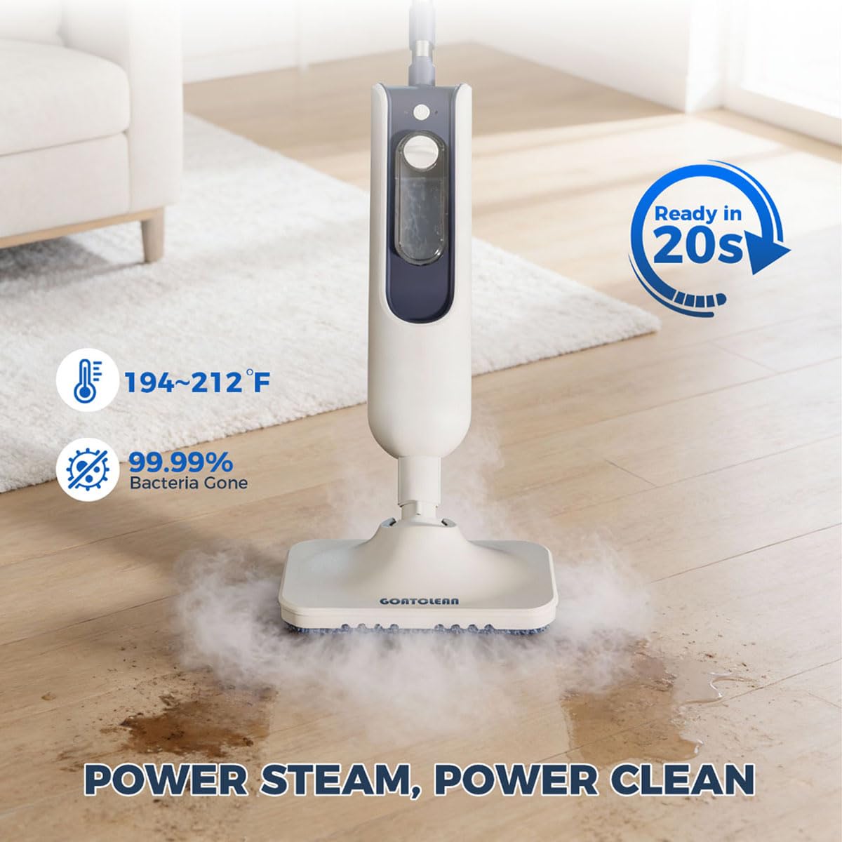 GOATCLEAN steam at 212°F loosens grease without chemicals