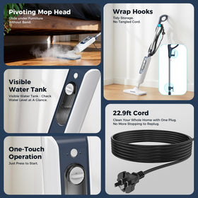 GOATCLEAN 22.9 ft cord covers multiple rooms without unplugging