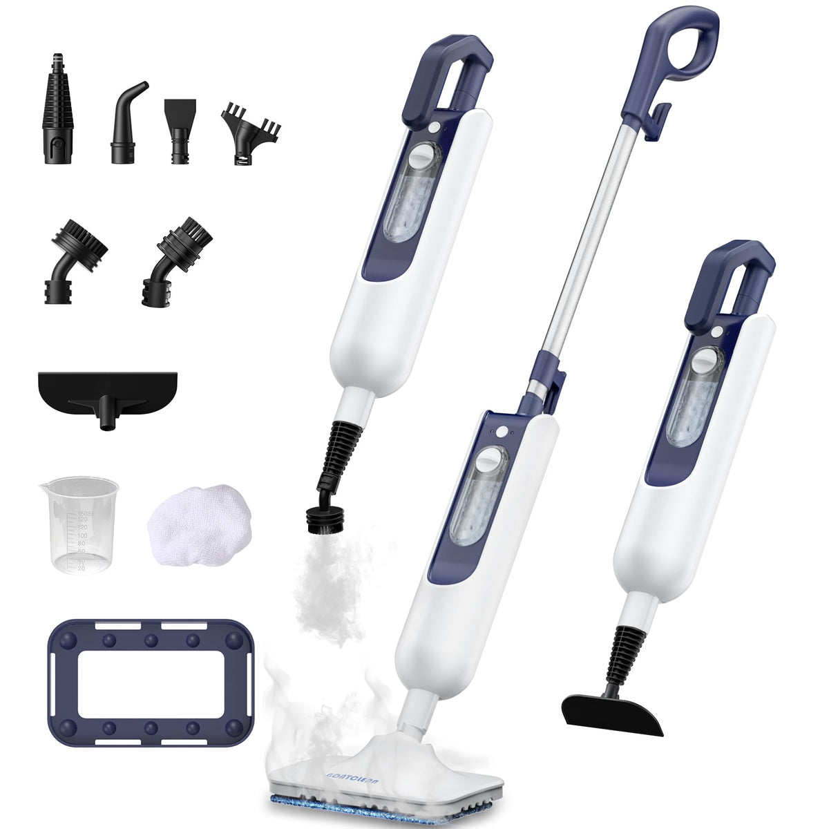GOATCLEAN steam mop performing floor cleaning on hardwood, chemical-free