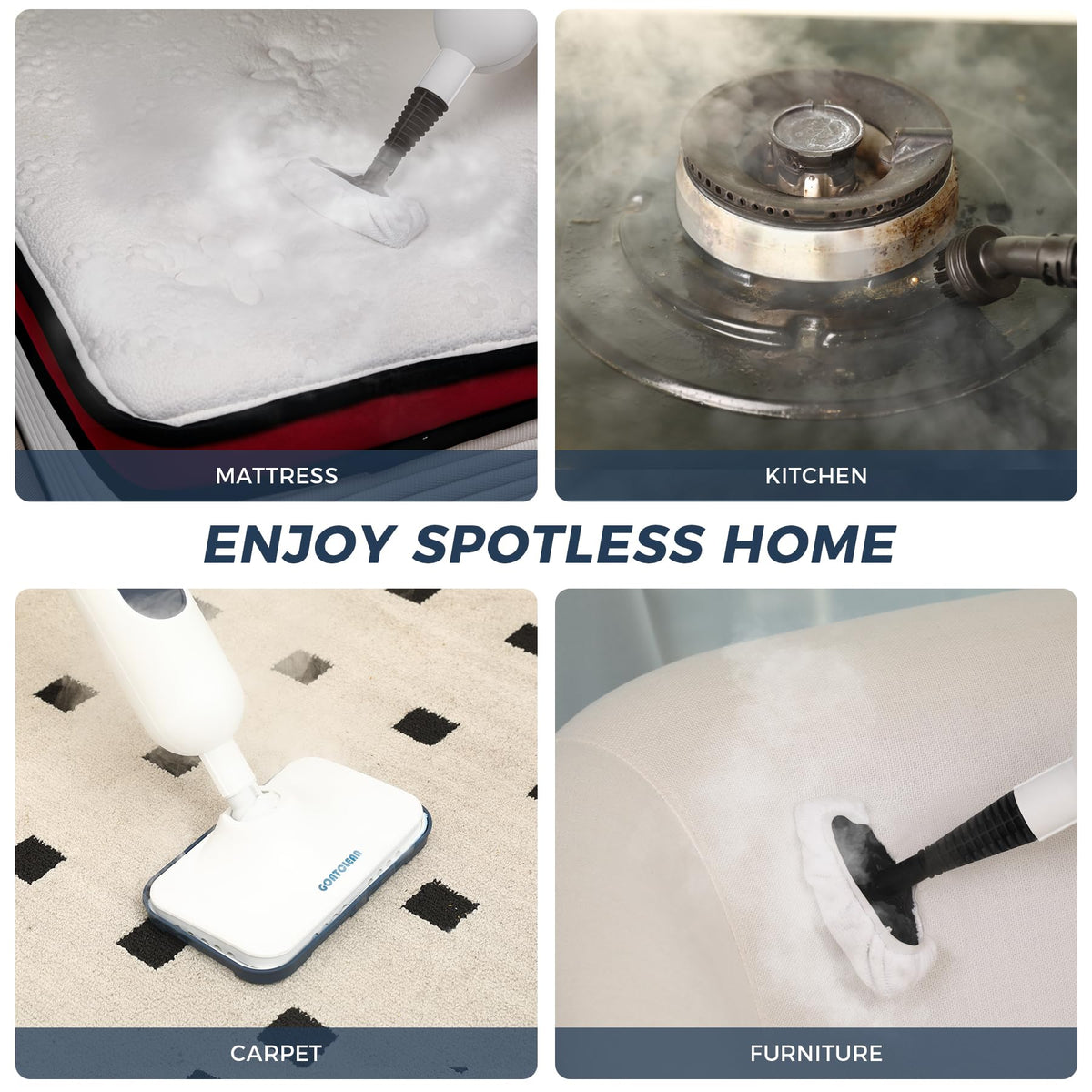 GOATCLEAN swivel head and lightweight design reaches under furniture