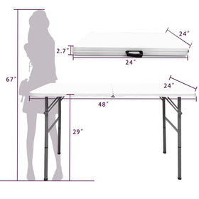 Gocamptoo 4ft folding table closed with handle for compact transport