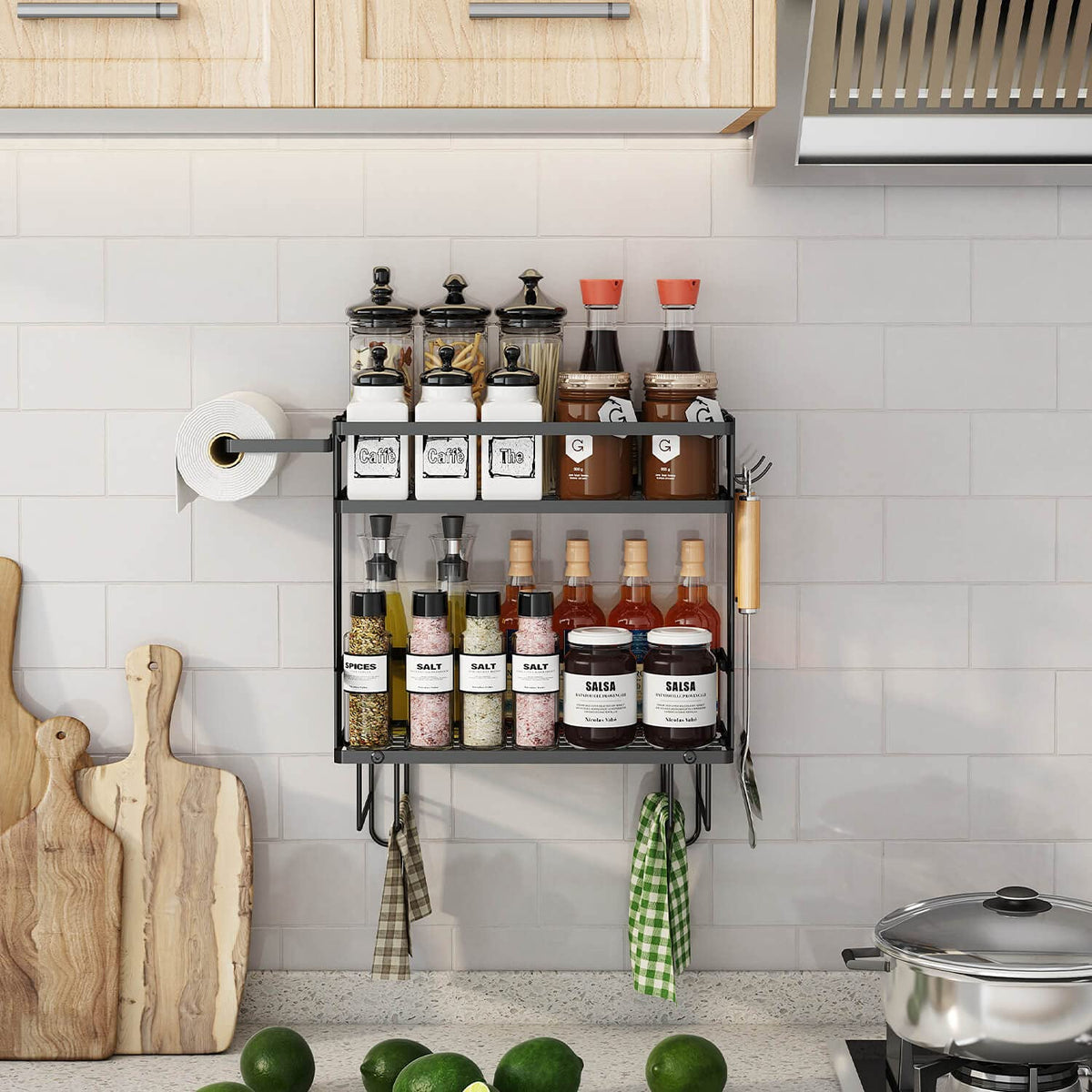 Godboat wall-mounted shelf provides compact bathroom storage and a clean look.