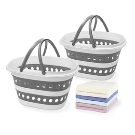 Goderewild compact collapsible laundry basket in gray, ideal for small spaces.