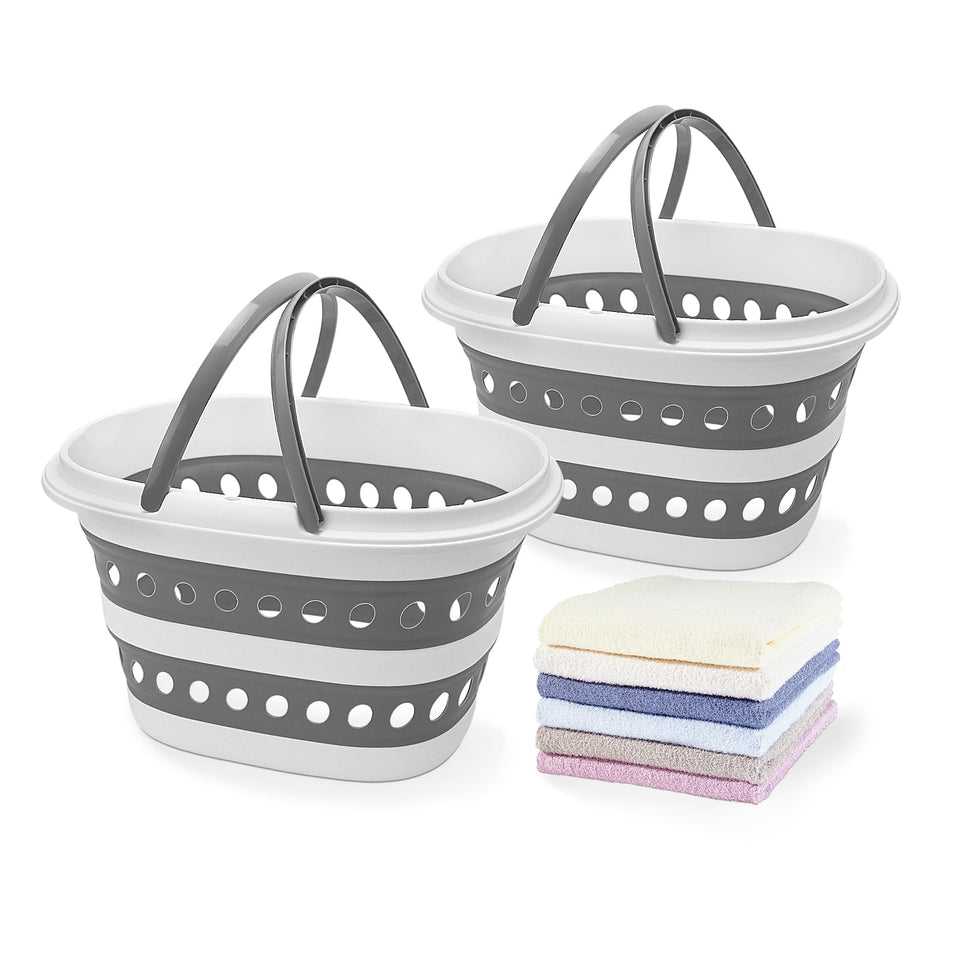 Goderewild compact collapsible laundry basket in gray, ideal for small spaces.