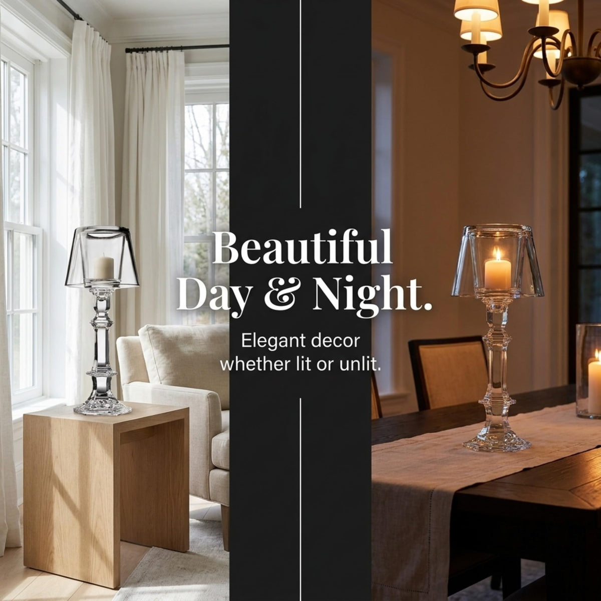 Godinger Villa Marca Votive Lamp grey crystal in a modern setting