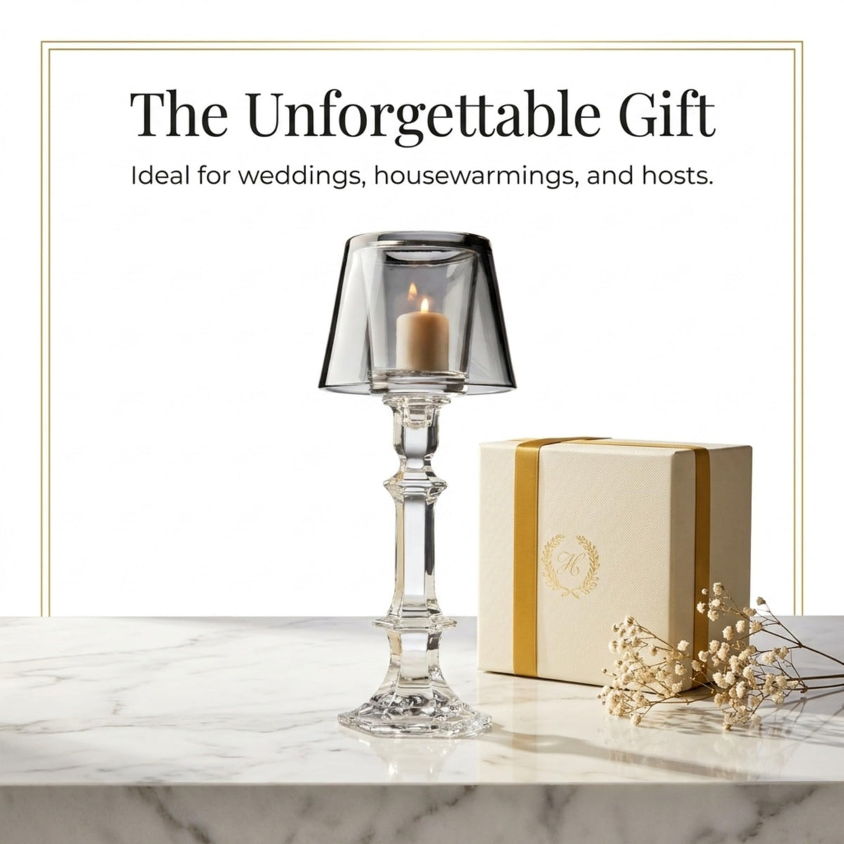 Godinger Villa Marca Votive Lamp grey crystal mantel vignette
