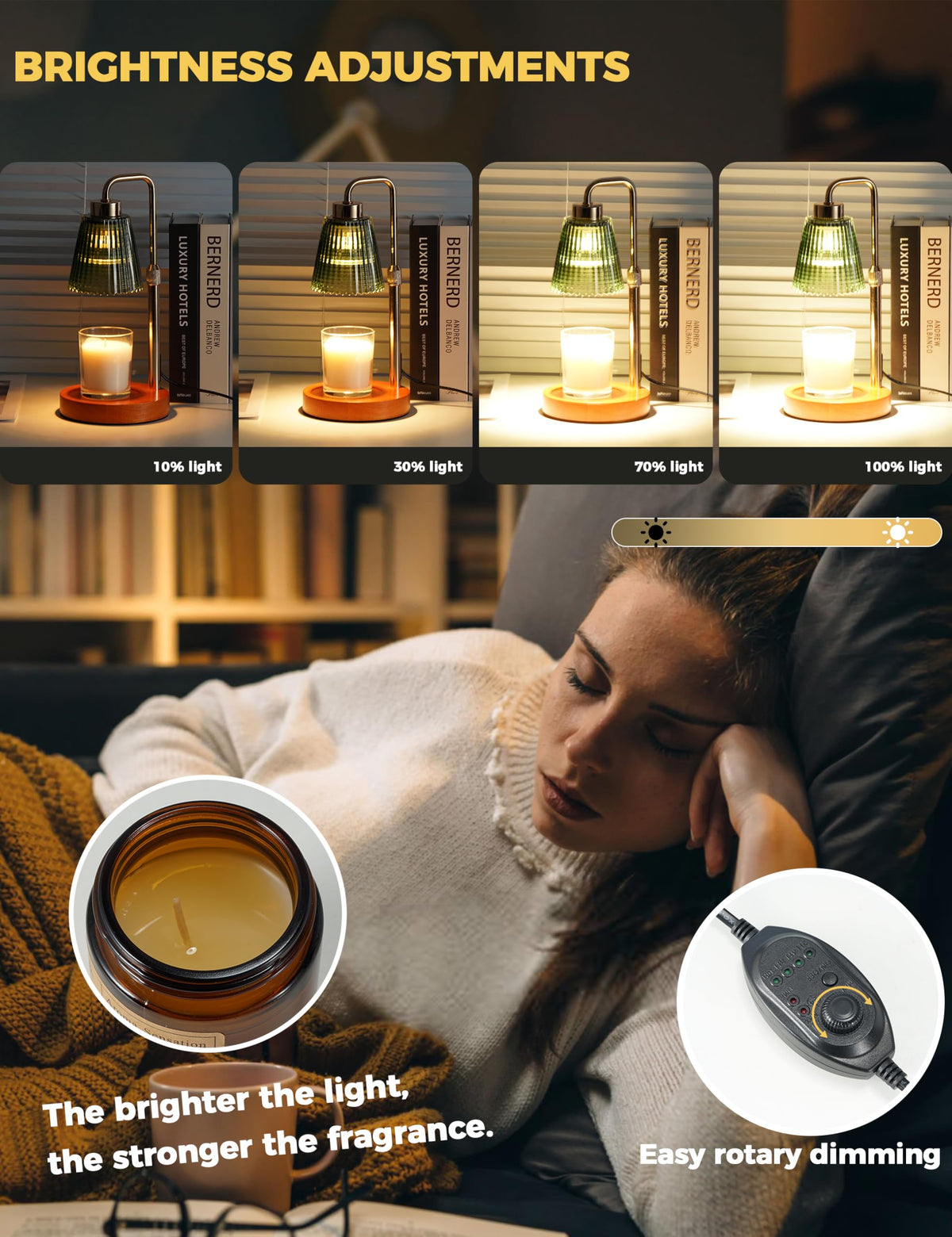 GODONLIF candle warmer lamp with dimmable control for customizable ambience