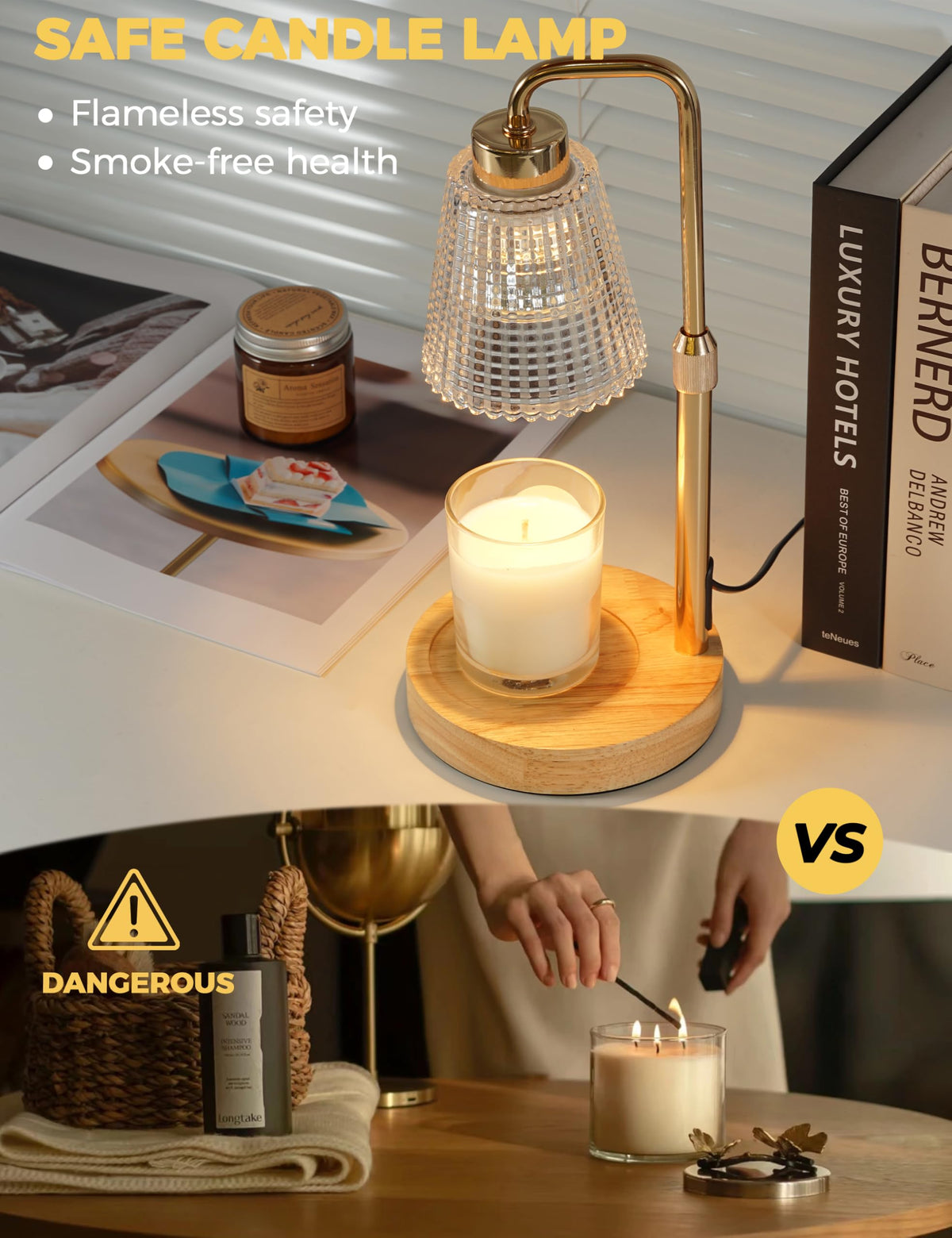 GODONLIF candle warmer lamp shade provides ambient light with elegant style.