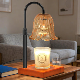GODONLIF candle warmer lamp with timer and dimmable light in a cozy living room