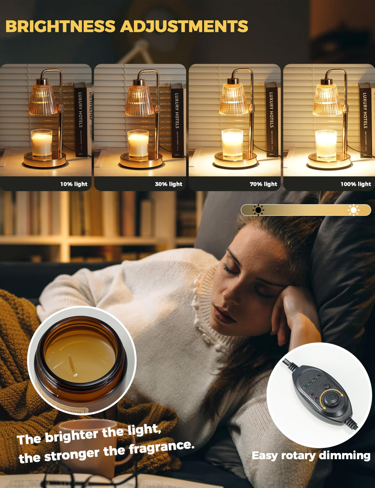 GODONLIF Gold Candle Warmer Lamp cycle timer with 24-hour scheduling