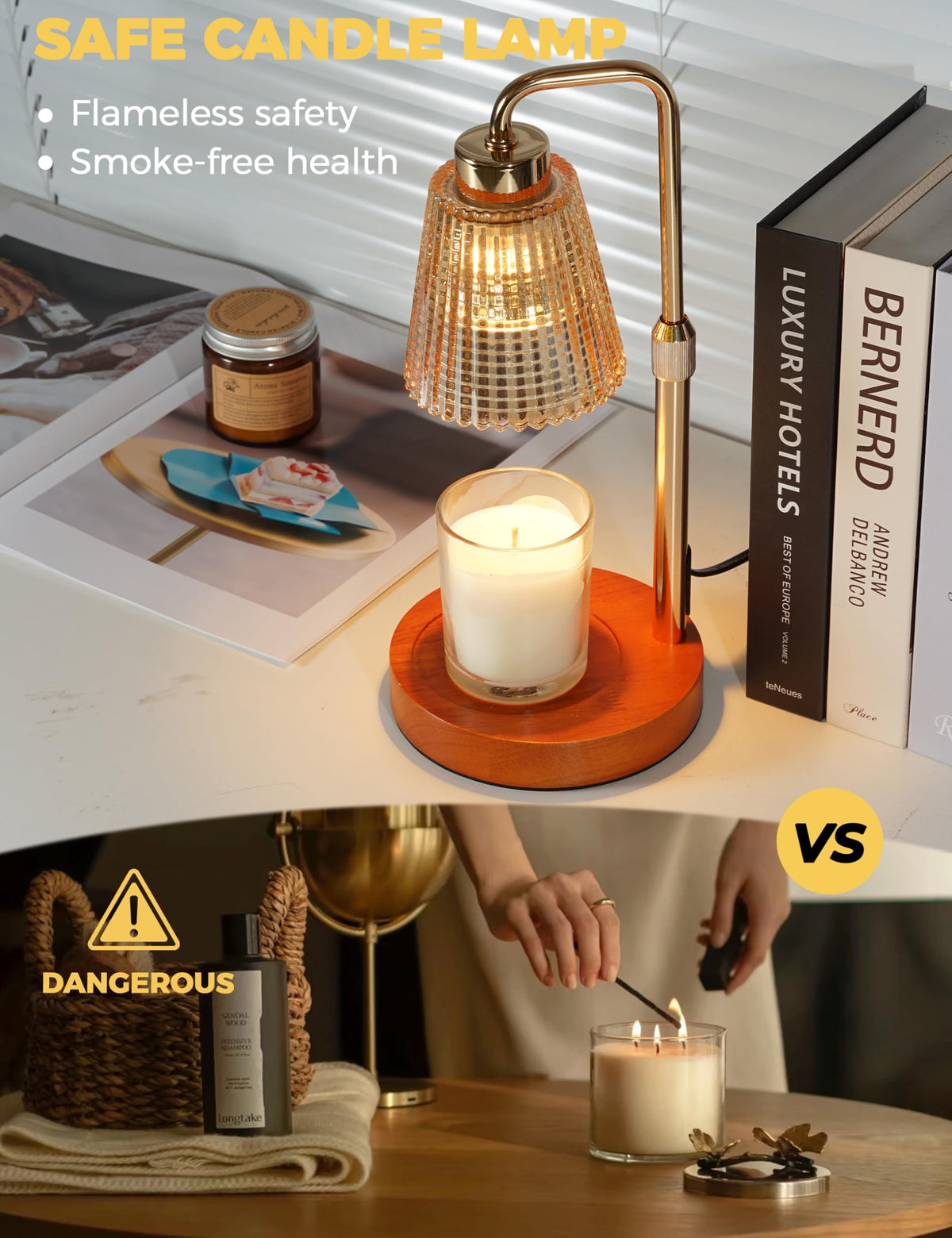 GODONLIF Gold Candle Warmer Lamp dimmable control for customized melting speed