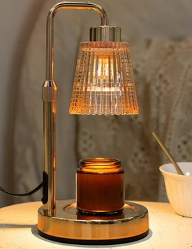 GODONLIF Gold Candle Warmer Lamp full view shows flame-free candle melting