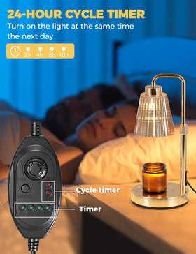 GODONLIF Gold Candle Warmer Lamp metal base and glass shade