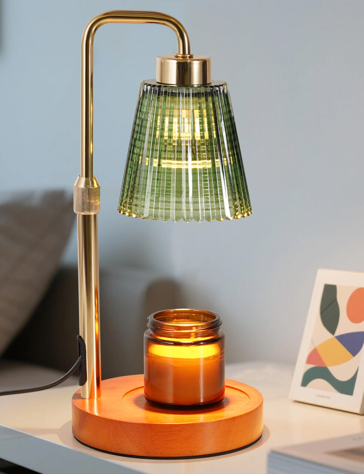 GODONLIF green candle warmer lamp with timer melts wax safely without flame
