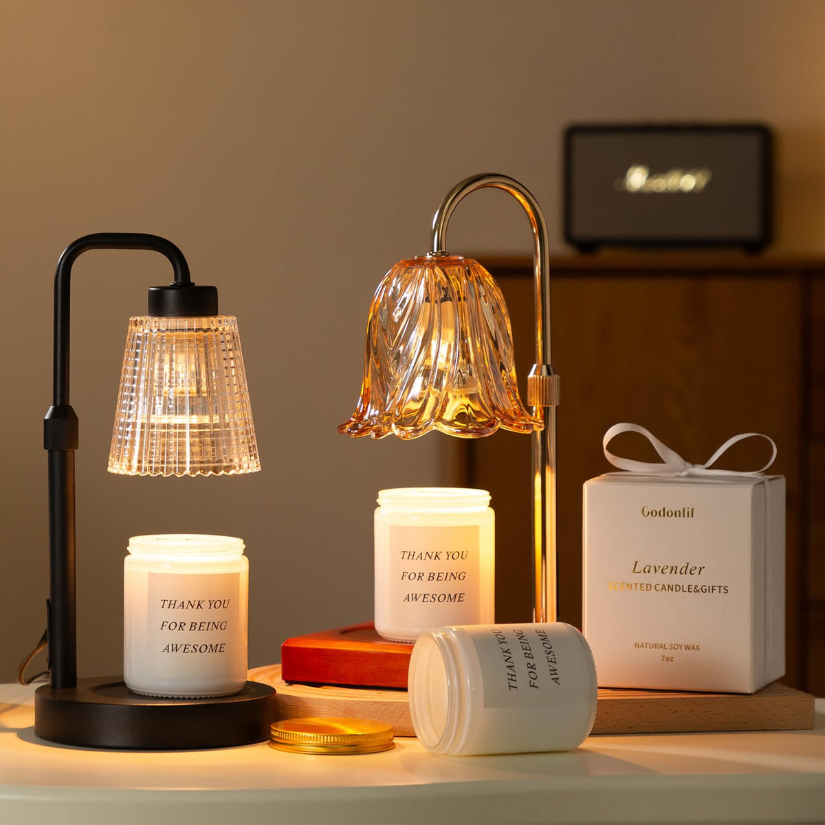 GODONLIF jar candle compatibility warmer supports a wide range of wax melts.
