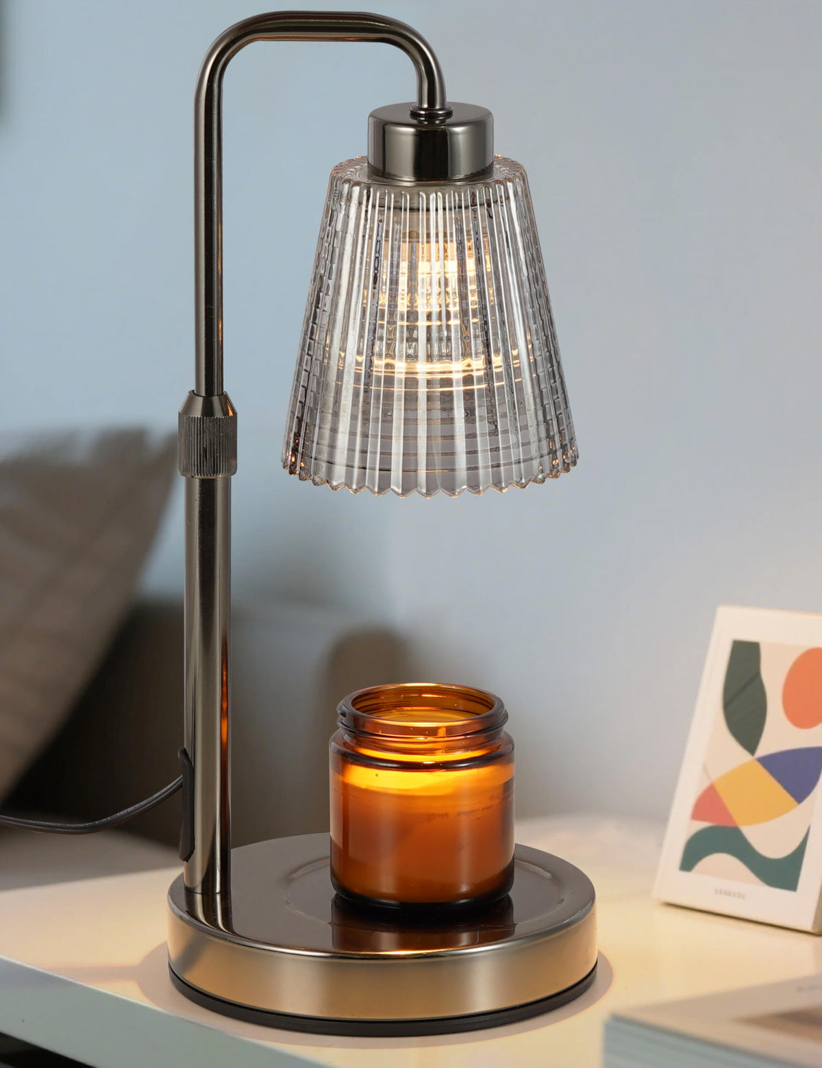 GODONLIF silver-gray candle warmer lamp delivers a safe, flame-free ambiance for homes with children.