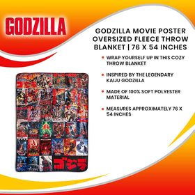 Godzilla throw logo detail close-up highlights official branding.