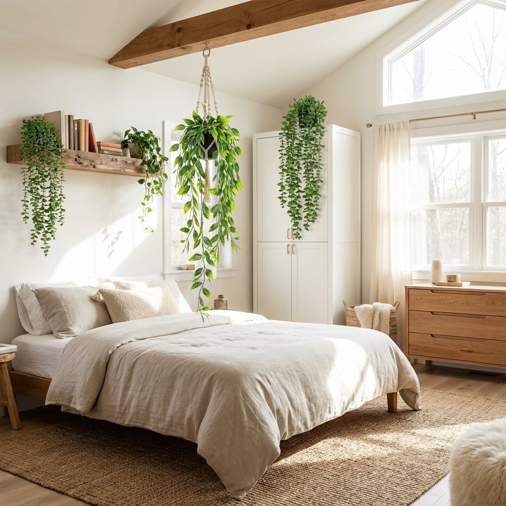 GOEJGSDJ artificial hanging trailing plants brighten walls with instant decor
