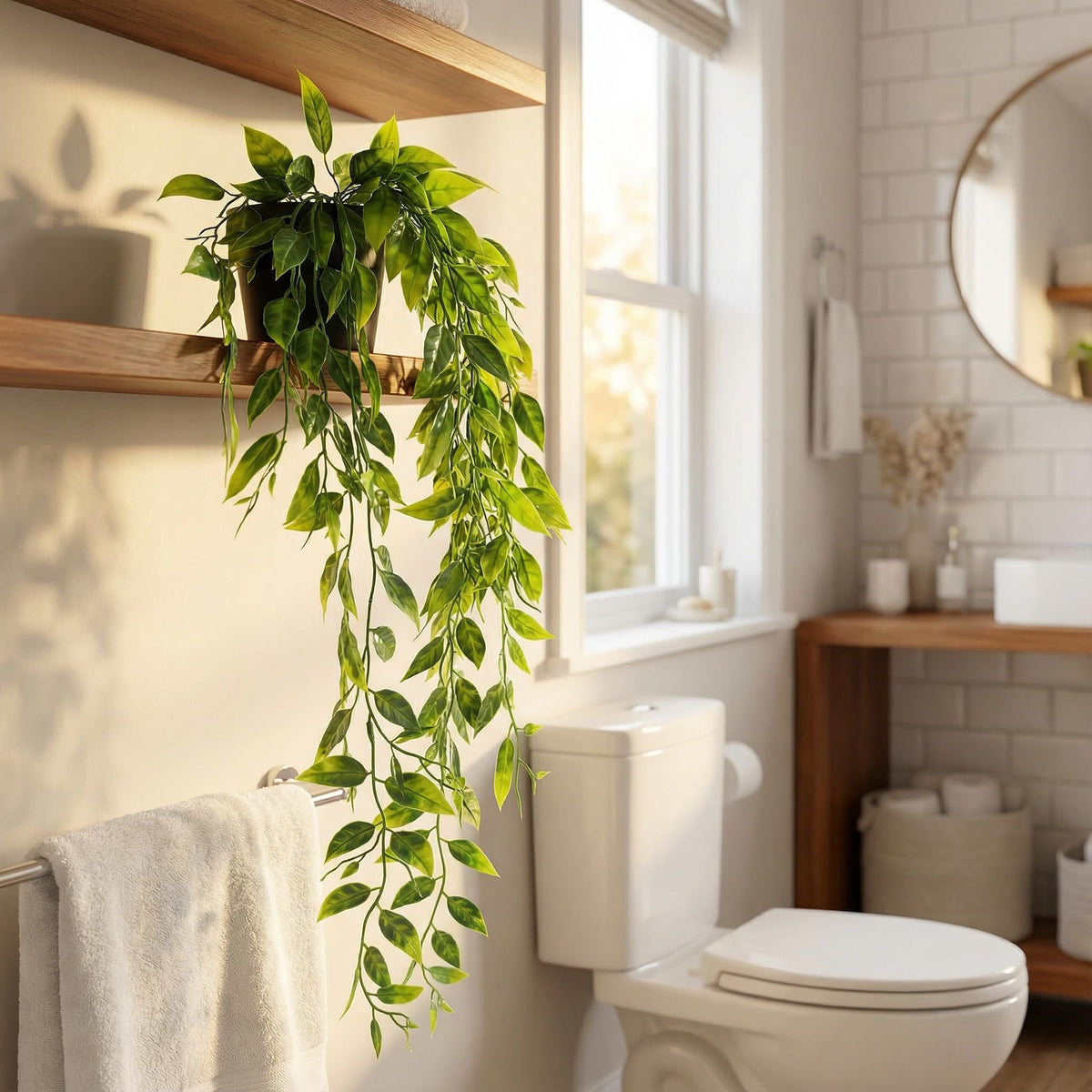 GOEJGSDJ potted plants on shelf showcase texture and depth