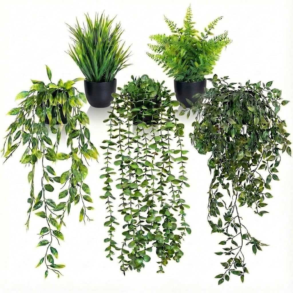 GOEJGSDJ realistic potted fern for desk decor and year-round greenery