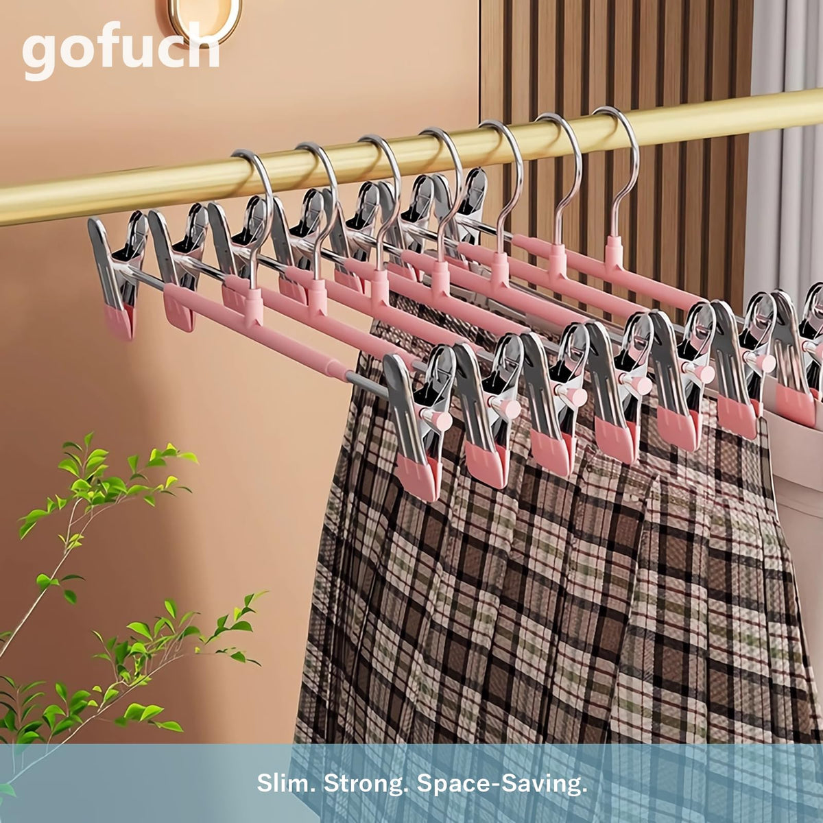 Gofuch closet solution brings tidy, accessible outfits every morning.