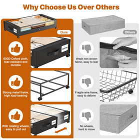 GoFujuco under-bed storage uses a durable metal frame for longevity.