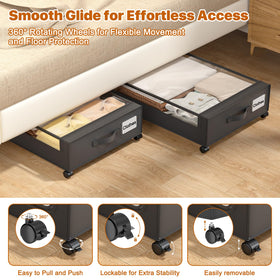 GoFujuco under-bed storage with transparent lid window for quick identification.