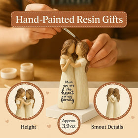 GoGnome Elegant Mom-Dau in ivory-tone resin with crackle finish adds warm, artisanal charm.