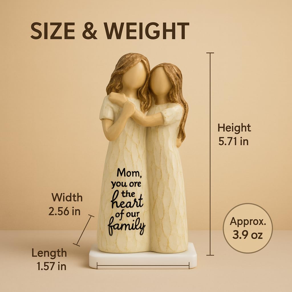 GoGnome Mom-Dau with weighted base stands securely on desks, mantelpieces, or shelves.