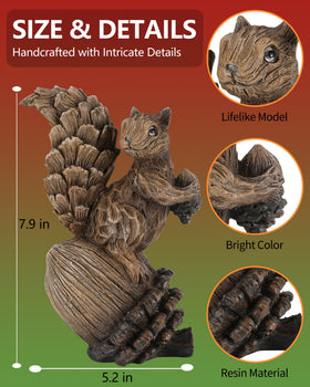 GoGnome resin squirrel creates cozy holiday ambiance for autumn and winter.
