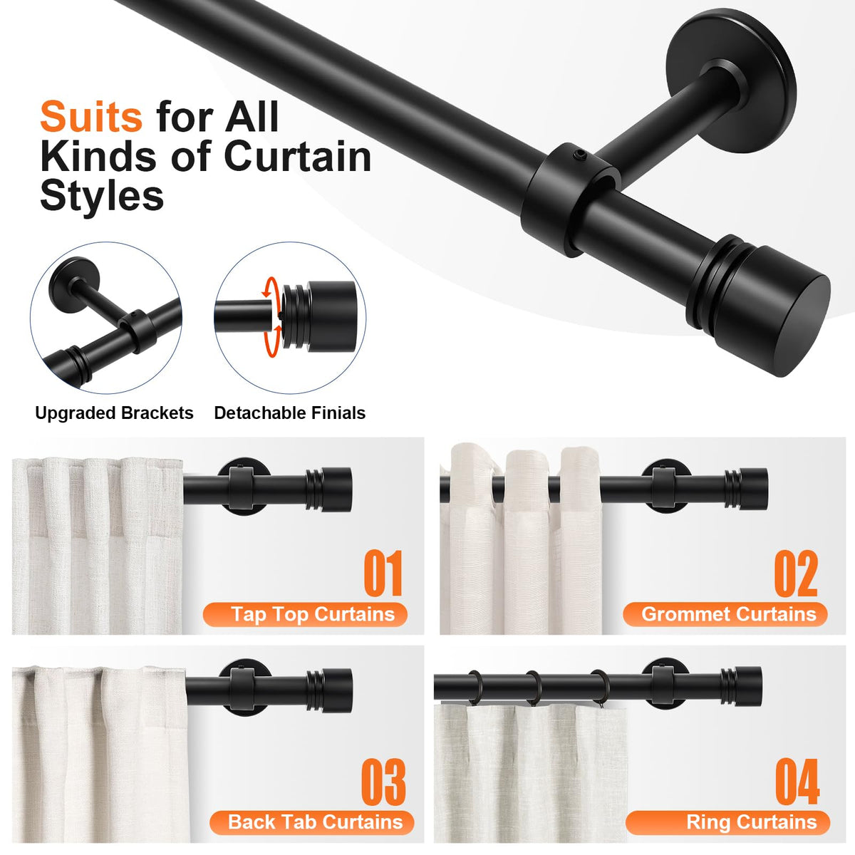 Gogrinliv ideal for large windows and sliding doors with heavyweight drapery