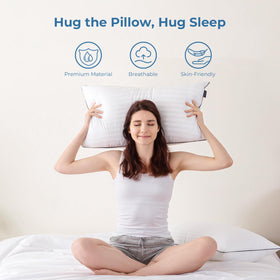 GOHOME pillow close up fabric highlights soft breathable cover.