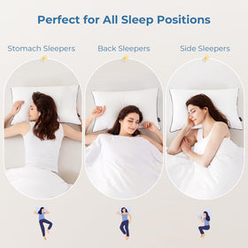 GOHOME pillow queen back sleeper support on bed demonstrates neck alignment.