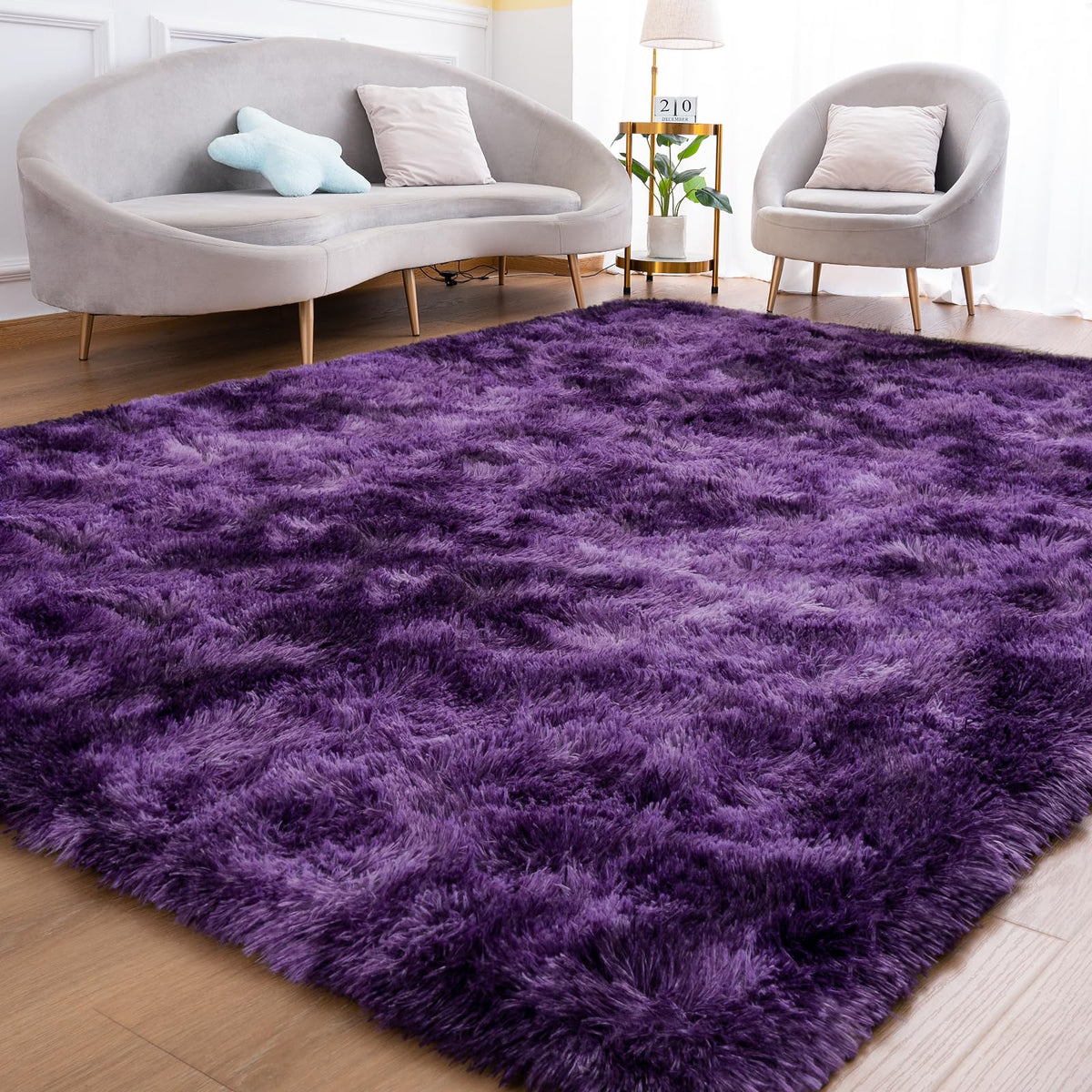 Goideal fluffy rug 5x7 purple for a cozy bedroom and soft underfoot.