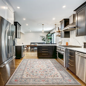 Goideal beige living room rug adds neutral warmth and comfortable style.
