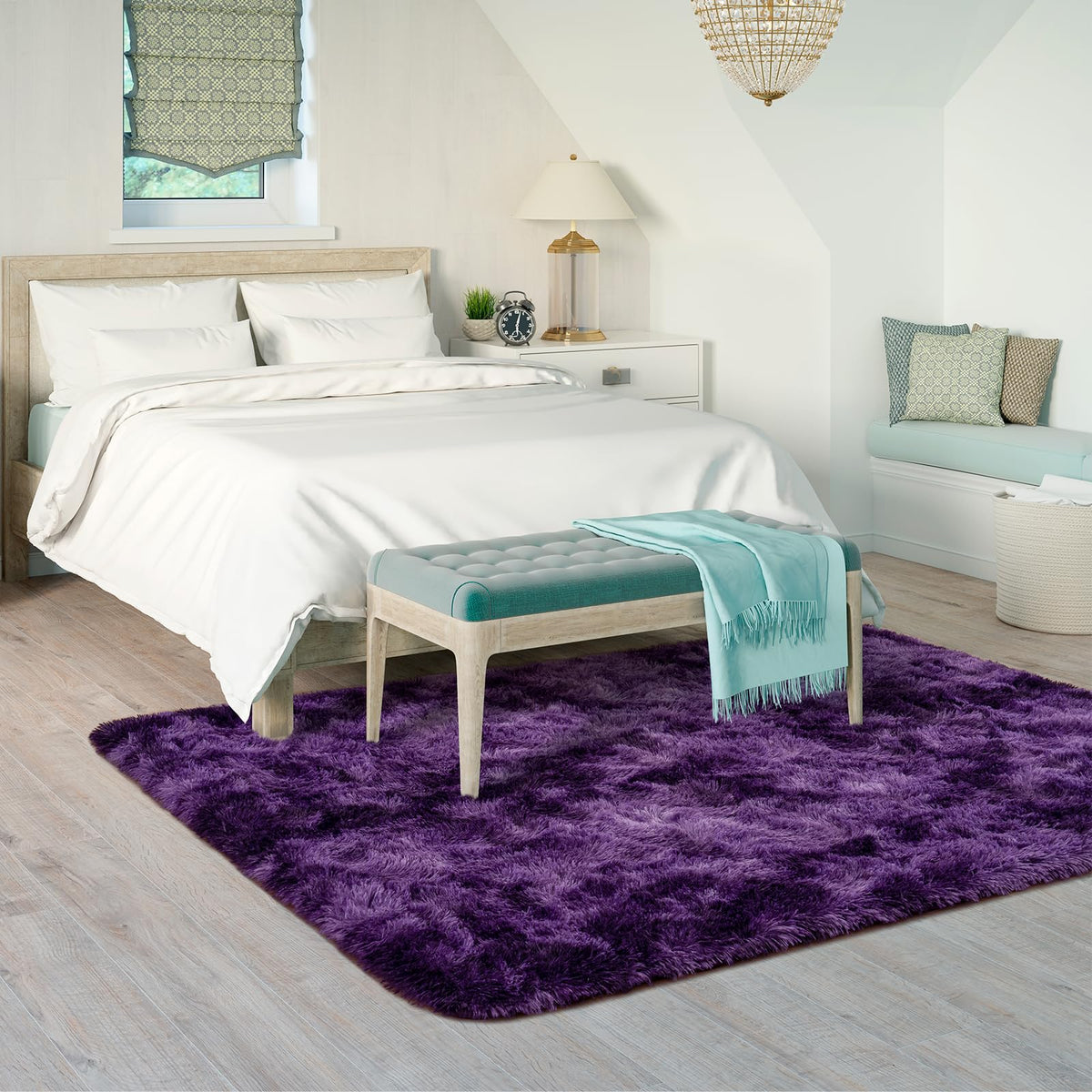 Goideal tie-dyed rug features vibrant color accents for modern decor.