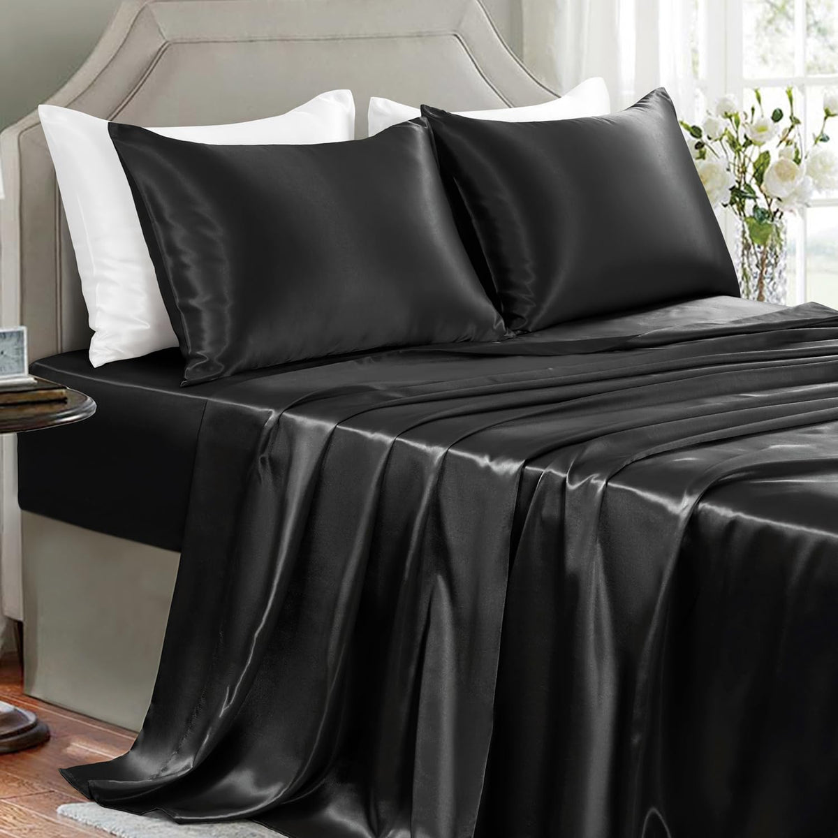 GOLAL satin full-set deep-pocket fit on mattress for secure sleep