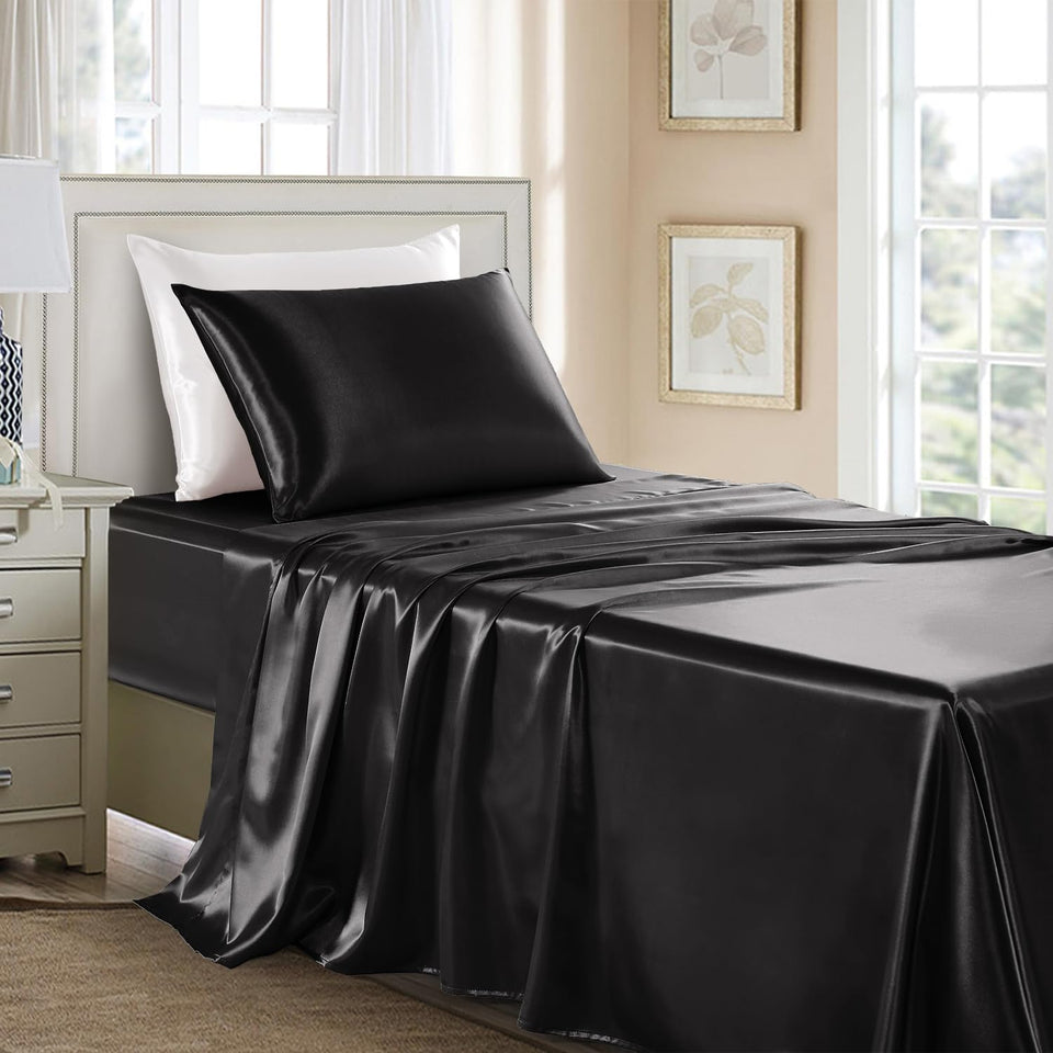 GOLAL Satin Sheets Twin 3pc Set with a luxurious silky finish for lasting comfort.