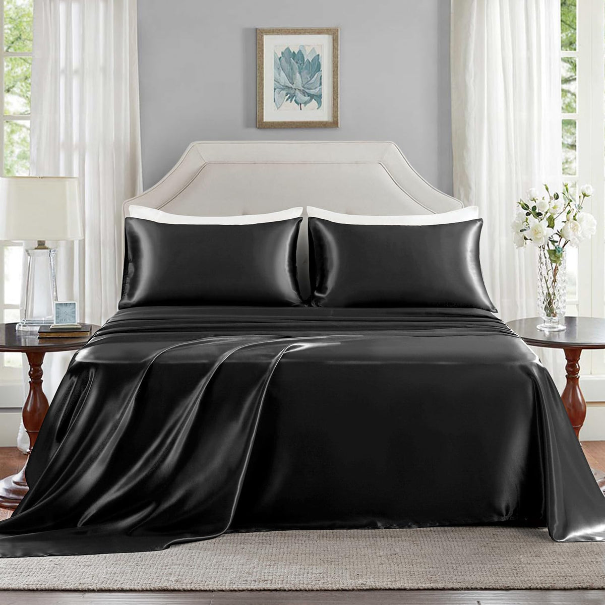 GOLAL satin sheets wrinkle-free finish maintains smooth look all night