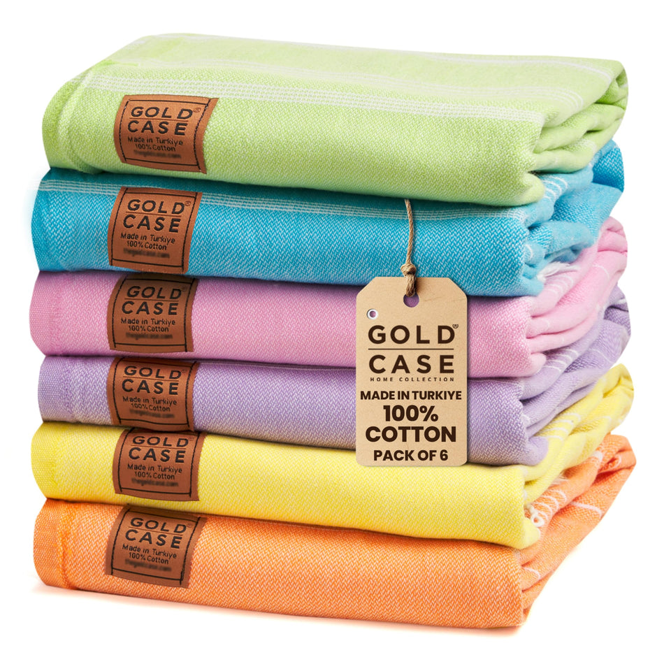 Gold Case Lycia six-pack towels ready for beach days with vibrant colors