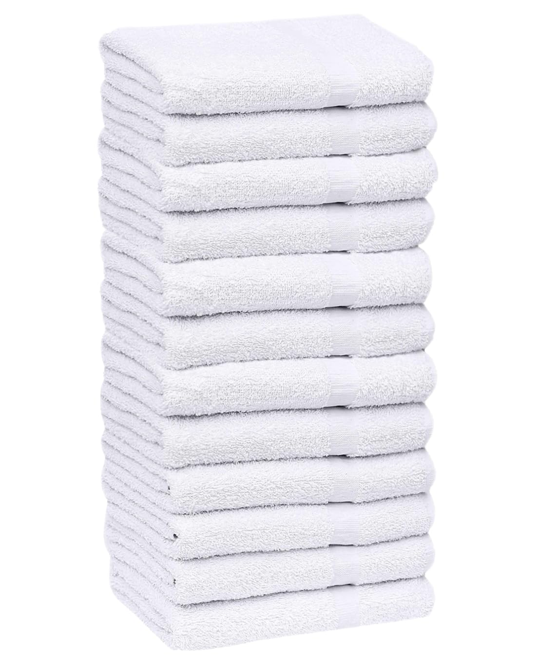Gold Textiles 12-pack white hand towels 15x25 close-up of soft weave