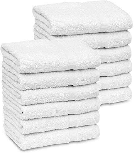 GOLD TEXTILES bulk towels white 12-pack, 22x44 inches, ideal for everyday hotel-like use.