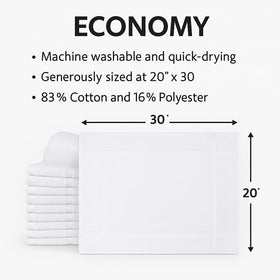 GOLD TEXTILES 12-pack white bath mats for multiple rooms and spaces.