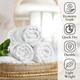 Gold Textiles white hand towels 15x25 neatly folded display