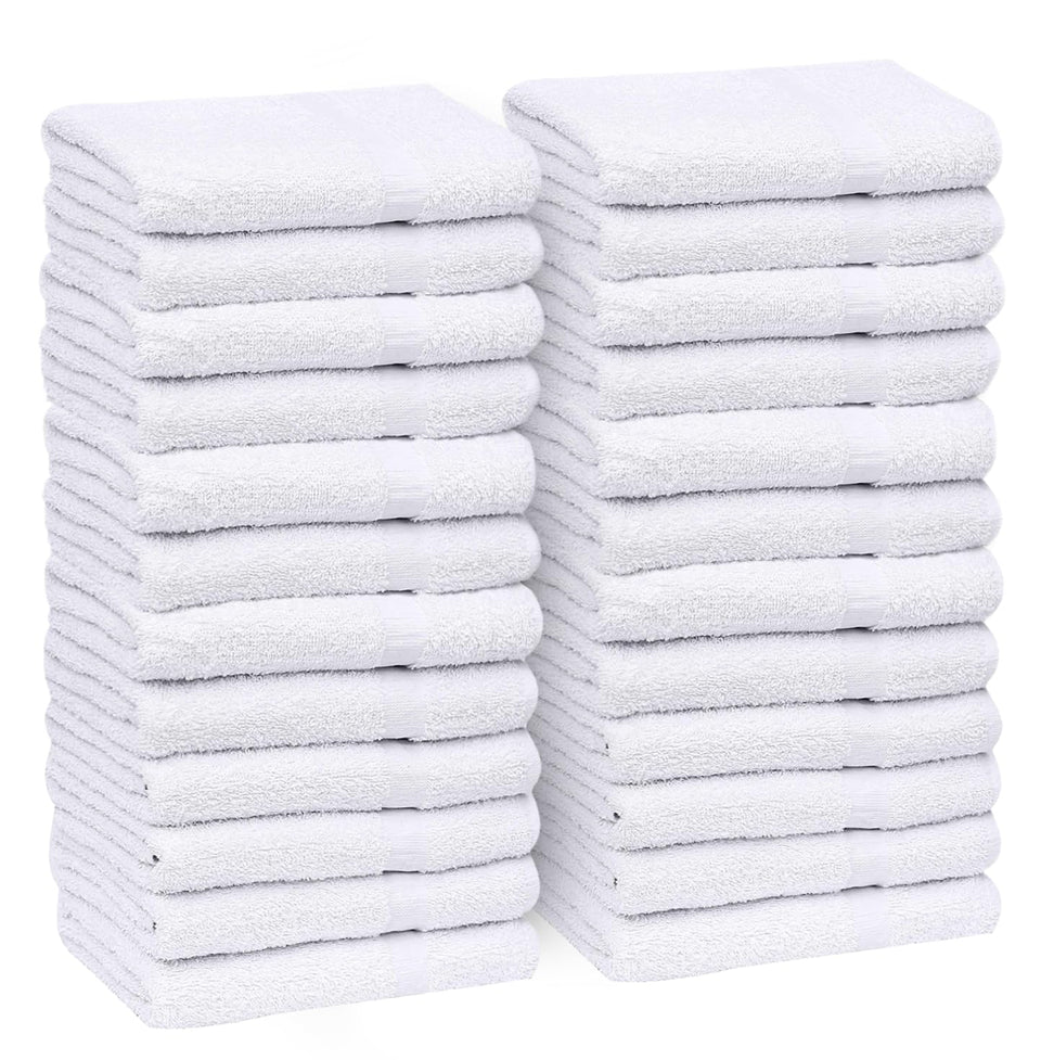 Gold Textiles white towels 24-pack, 15x25 inches for daily use in salons and homes